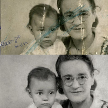 restoration and repair of old faded or damaged photos